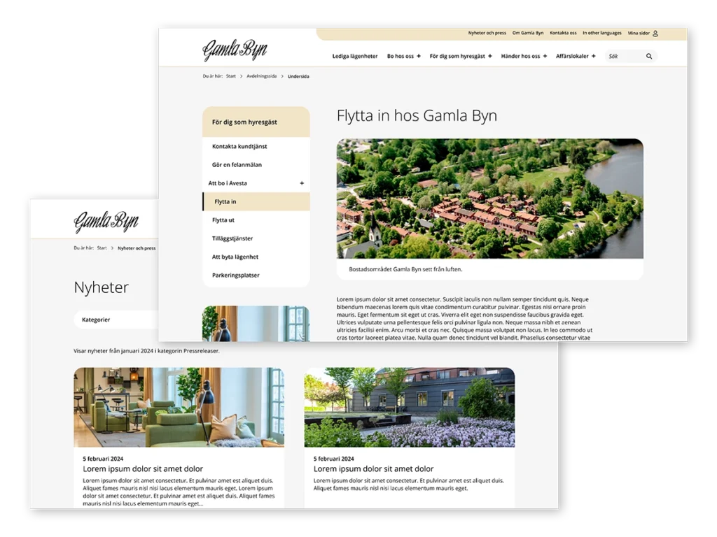 Gamla Byn vy över webbplats